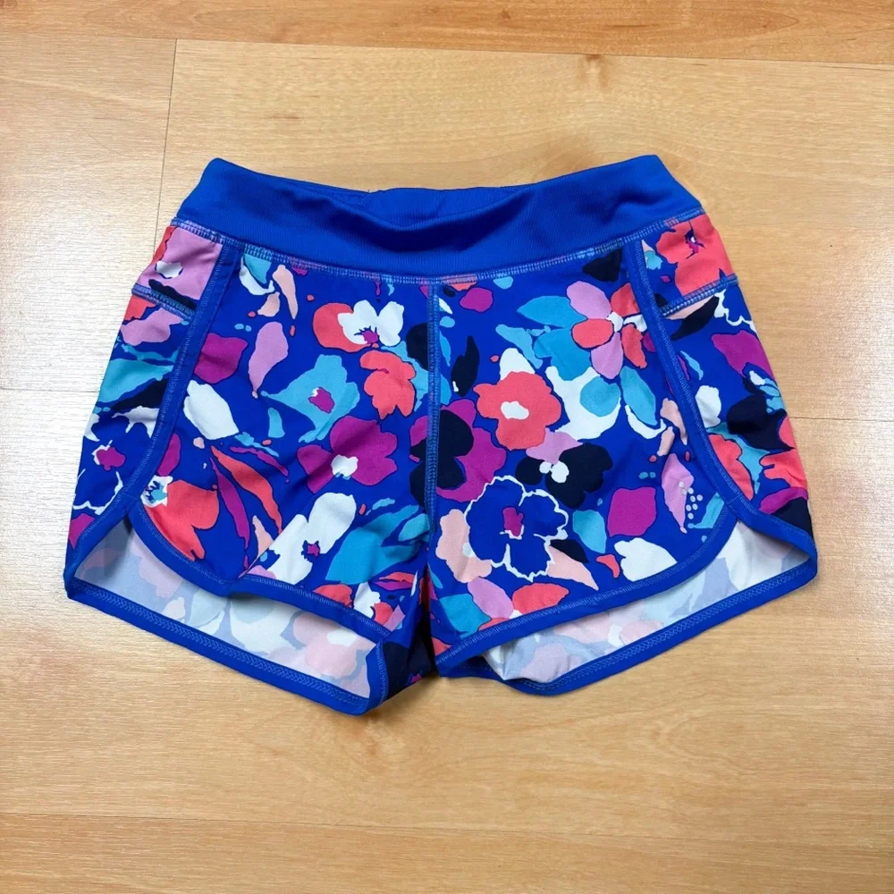 Gymboree Gymgo Blue & Pink Floral Stretchy Active Shorts Girls S 5/6